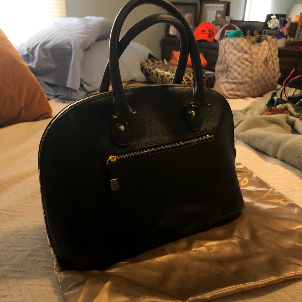 NWOT Joy & Iman Genuine Black Leather Handbag - Picture 6 of 7